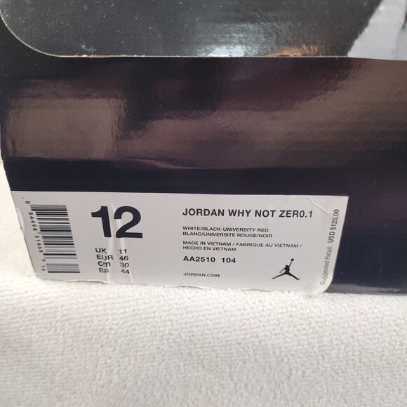 Jordan Why Not Zero.1 black white size 12 Sneakerhead Streetwear - Picture 8 of 8